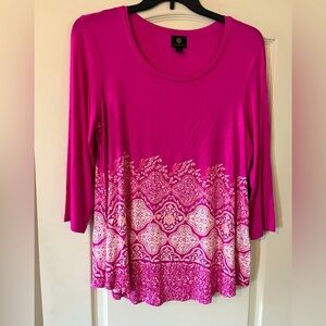 New! JM Collection Plus Pink 3/4 Sleeve Stunning Summer Blouse Women’s 0X